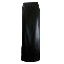 Plus Size Skinny Ankle Length Skirt Women Holographic Slim Fit Maxi Skirt Laser Fabric Performance Faux Leather Long Bottoms 210311