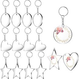 Clear Acrylic Disc and Key Chain Pendant Heart Round Star Transparent Acrylic Key Chain Blank for DIY Items and Crafts