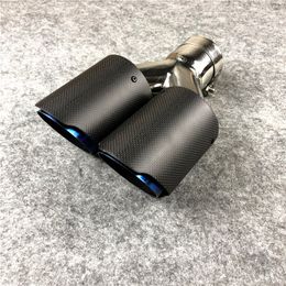 1 Piece Y Model Matte Grilled Blue Exhaust Pipe Car Universal Stainless Steel Akrapovic Carbon Fibre Nozzles Muffler tip