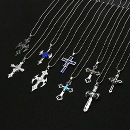 2022 new Vintage Gothic Cross Necklaces Antique Silver Colour Cool Street Style Pendant For Men Women Gift Wholesale Neck Jewellery