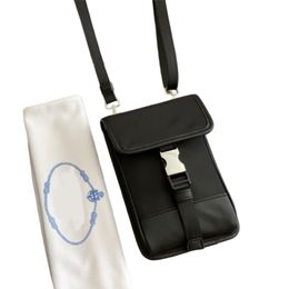 Luxury Mens Black Phone Bags Designers Crossbody Single Shoulder Purses Wallets Casual Mini Change Bag Nylon Envelopes with BOX