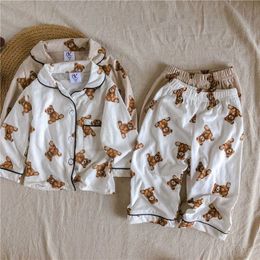 MILANCEL Autumn Kids Pyjama Set Boys Bear Suit Cotton Sleeperwear Kids Indoor Clothes 210908