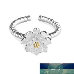 Band Rings 925 Sterling Silver Charming Lotus Flower Twist Adjustable Open Ring Anniversary Dropshipping S-R152