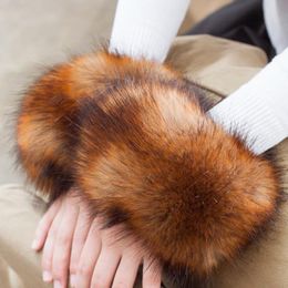 Fingerless Gloves Fashion Lady Accessories Apparel Warmers False Cuff Pure Dream Fake Cuffs Oversized Hair Fur Bracelet Wrist Hand