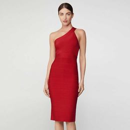 Ocstrade Celebrity One Shoulder Bandage Dress Summer Arrival Women Red Bodycon Club Evening Party 210527