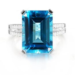 Wedding Rings Sea Blue Crystal Men's Stone Ring Classic Nature Topaz Jewellery Gift For Party Marry 6 7 8 9 10 Size