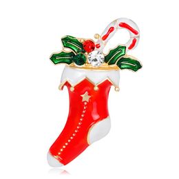 Pins, Brooches Santa Sleigh Enamel Boots Christmas Brooch Pin Gold Tone X-mas Gift
