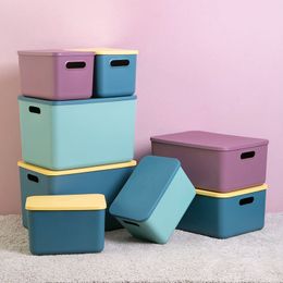 Sundries Storage Boxes With Lid Snack Toys Clothes Socks Panties Storage Basket Household Wardrobe Organiser Clothes Plastic Box 210309