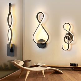 Modern Minimalist Wall Lamps Living Room Bedroom Bedside lamp AC85-265V LED Sconce black white Lamp Aisle Lighting decoration