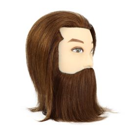 8" Man Mannequin Head with Beard 100% Human Hair training for Hairdresser
