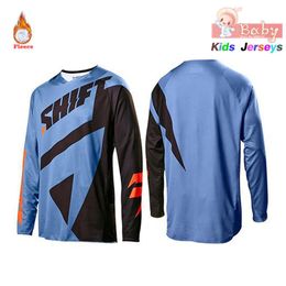 Racing Jackets 2021 Kids Thermal Fleece Mountain Cycling Clothing Downhill Winter Jersey Clothes Moto Tops Motocross Shirts Motorcycle T-shi