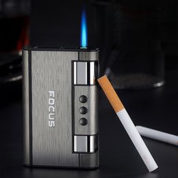 Automatic Cigarette Case Metal Cigarette Box with Light Smoking Accessories Gadgets for Men C0310