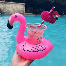 500pcs Pools Spas Float Drink Cup Holder Pool Floats PVC Inflatable Flamingo Drinks Cups Holders Mini Inflatabled Flamingos PoolFloat Toys Drinking Tools Coaster