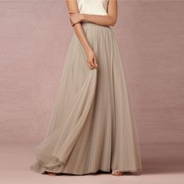 tutu bridesmaid UK - Skirts 2021 Elegant Soft Tulle Long Womens High Waist Floor Length Vintage Maxi Skirt Custom Made Bridesmaid Bridal Tutu