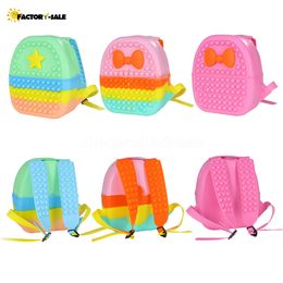 DHL Backpack Children Leisure Backpack Party Favour Silicone Puzzle Press Bubble Music Toy School Bags 2022 Wholesale F0225