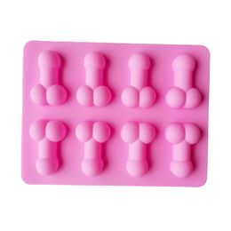 Silicone Ice Mold Funny Candy Biscuit Ice Mold Tray Bachelor Party Jelly Chocolate Cake Mold Household 8 Holes Baking Tools Mould DH8558