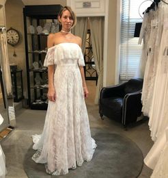 Bohemia Lace Beach Wedding Dresses Long 2021 Off Shoulder Strapless Boho Country Wedding Dress Full Length A-Line Vestidos De Novia