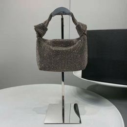 Fashion Designers Bags Women Full Diamond Buling Handbags Clutch Genuine Shiny Diamonds Lady Party Baguette Bag Knot Rhinestone Hand Strap Shimmer & Glitter Purse