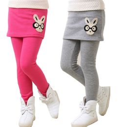 leggings for Girls winter pants kids pants girls winter leggings fleece warm false two pieces culotte children divided skirt 210303