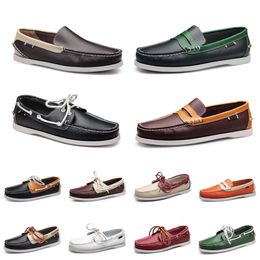 homens sapatos casuais mocassins couro tênis de couro ao ar livre baixo corte clássico triplo preto verde gr