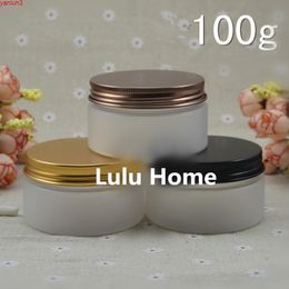 50pc/lot 100ml Plastic Cosmetic Jar Frost Serum Bottle Aluminum Cap 100g DIY Refillable Eyes Hand Cream Case with Metal Lidgood qty