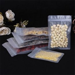 Frosted Plastic Zipper Bag Flat Bottom Matte Translucent Food Pouch Smell Proof Bags Kitchen Storage Package Pouch