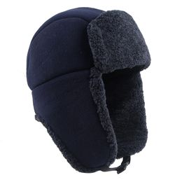 Russian Hat Men Women Unisex Warm Winter Bomber Hats Polar Fleece Wool Fur Earflap Trapper Snow Soviet Cap