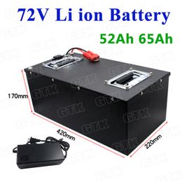 Steel case 72V 52Ah 65Ah lithium li ion battery pack with BMS for 4200W electric motorcycle e-scooter EV forklift +5A Charger