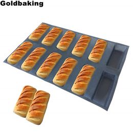 Goldbaking Perfored Silicone Square Bread Forms Non Stick Bakery Tray Sheets Silicone Mould For Loaf Pan 210225