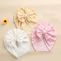 Bow Knot Baby Girl Boy Hats Beanie Embroidery Hat For Newborns Indian Cap Infants Turban Hole Spring Kids Headwear Photo Props