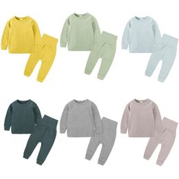 13 Colours Newboen Kids Girls Pyjamas Sets Boys Children Pyjamas Home Clothes Pure Colour Cotton Toddler Sleepwear Homewear