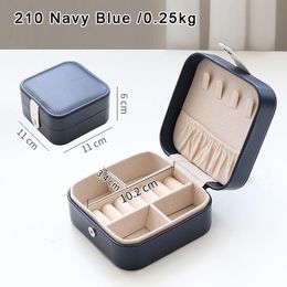 small jewellery bags Canada - Jewelry Pouches, Bags 210 Navy Blue Small Travel Storage Box Girl Portable PU Leather Earrings Ring Necklace Jewellery Case Organizer