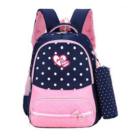 School Bags Girls Zipper Closure Travel Rucksack Books Pressure Relief Stationery Cute Printed With Bowknot Kids Backpack Nylon Gift