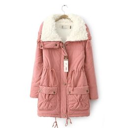 Winter Parka Women Cotton Coat Warm Jacket Pink Plus Size Top Korean Fashion Clothing Autumn Coats Black Outwear JD667 211130