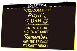 LD7994 Welcome to Bar Light Sign 3D Engraving