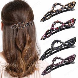 Fashion Girls Rhinestone Barrettes Hairpin Retro Large Size Duckbill Hair Claw Clips Women Hair Accessories