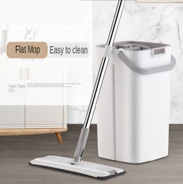 Popular Hand-Free Mops Household Xiaomijia Wet And Dry Mop Bucket Set Tools For Wash Floor Magic Lazy Easy To Clean 360 Rotation 210317