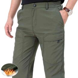 Winter Thick Fleece Casual Pants Men's Cotton SoftShell Military Tactical Baggy Jogeer Cargo Pants Warm Thermal Long Trousers H1223