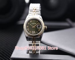 Classic New Women Automatic Mechanical watch Stainless Steel sport Date Watches Female Silver Yellow Gold Green Rome Dial 28mm