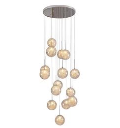 Creative Pendant Lamps Glass Chandelier Light Aluminium Wire Nordic Pendant lights Modern 15/18/24/30/36/ Rings Long Hanging Line Adjustable Includes Bulb