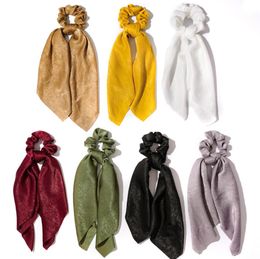 Bowknot Hair Scarf Solid Ribbon Hairbands Elastic Scrunchies Headband Women Girl Ponytail Holder Hair Accessories Wholesale 7 Color AT5446