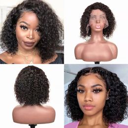 13x4x1 Malaysian T Part Human Hair Lace Wigs Curly Natural Colour for Black Women Pre Plucked Remy Hair Wig