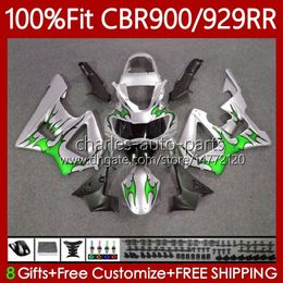 OEM Bodywork For HONDA CBR900 CBR929 RR 900CC 929CC 2000 2001 68No.132 CBR 900 929 Green&flames RR CC CBR929RR 00-01 CBR900RR CBR 929RR 900RR 00 01 Injection Fairing Kit