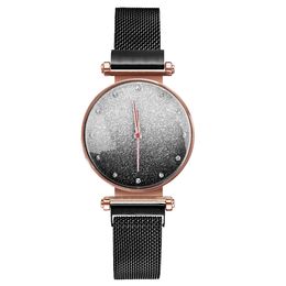 Light Luxury Fashion Fan Women Wristwatches Quartz Glossy Mesh Strap Goddess Watches Trend Magnet Buckle Ladies Watch271b