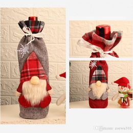 Christmas Decoration Santa Claus Wine Bottle Cover Gift Santa Sack Bottle Hold Bag Xmas Table Home Decoration Party Supplies XVT0983