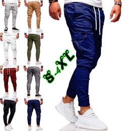 Men Fitness Pants Outdoor Elastic Sweatpants Pencil Pants Drawstring Cotton Trousers Size S-4xl X0615