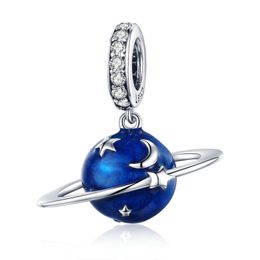 MOWIMO Real 925 Sterling Silver Secret Planet Bead Star Moon Charm Fit Original Silver Bracelets Pendant Jewellery Making BKC933 Q0531