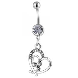 YYJFF D0111 Heart Belly Navel Button Ring Clear Colour