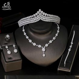Luxury noble high quality bridal Jewellery set, bridal cubic zirconia crown tiara necklace earrings bracelet Jewellery set T0865 H1022