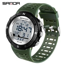 SANDA Top Brand Men Watches Sport Military Fashion Male Digital Quartz LED Watch Boys 50M Waterproof Wristwatch Reloj de hombre G1022